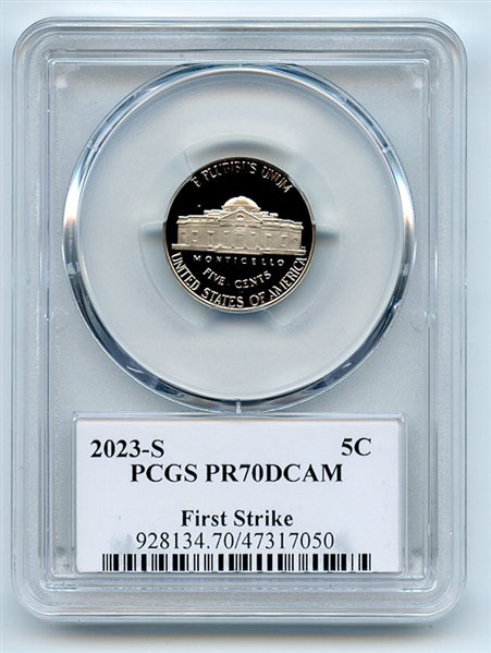 2023 S 5C Jefferson Nickel PCGS PR70DCAM First Strike Thomas Leonard Buckley