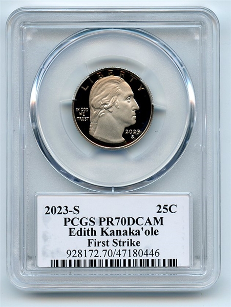 2023 S 25C Clad Edith Kanaka'ole Quarter PCGS PR70DCAM FS Leonard Buckley