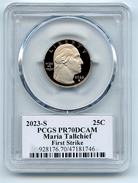 2023 S 25C Clad Maria Tallchief Quarter PCGS PR70DCAM FS Leonard Buckley