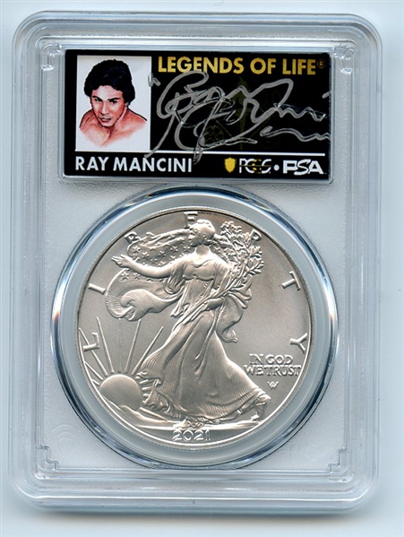 2021 $1 Silver Eagle T2 First Production PCGS MS70 Legends of Life Ray Mancini