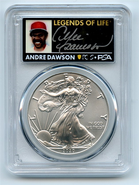 2020 $1 American Silver Eagle 1oz PCGS MS70 FS Legends of Life Andre Dawson