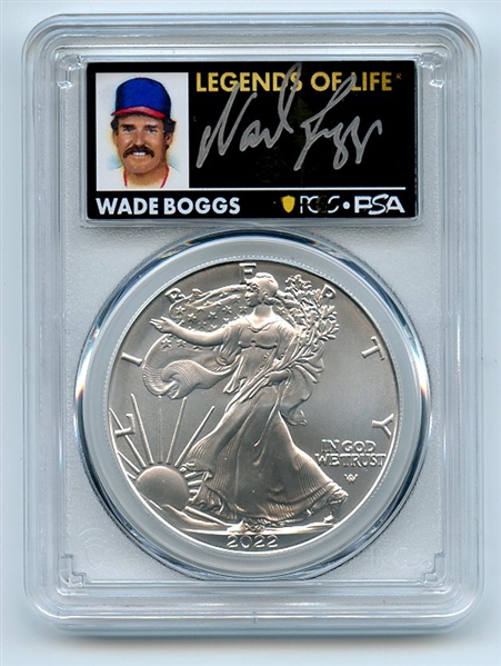 2022 $1 American Silver Eagle 1oz PCGS MS70 FDOI Legends of Life Wade Boggs