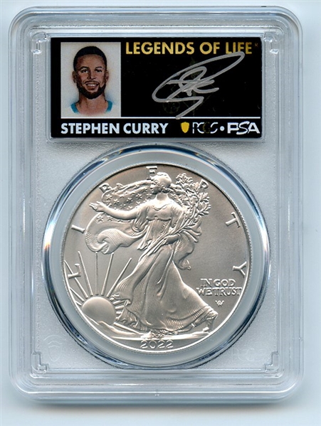 2022 $1 American Silver Eagle 1oz PCGS MS70 FDOI Legends of Life Stephen Curry