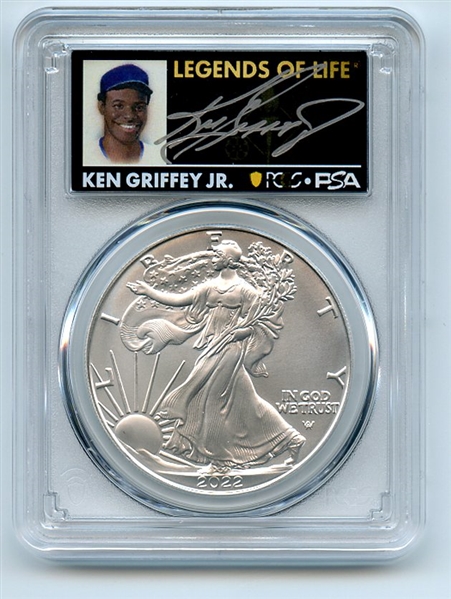 2022 $1 American Silver Eagle 1oz PCGS MS70 FDOI Legends of Life Ken Griffey Jr