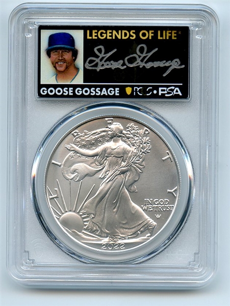 2022 $1 American Silver Eagle 1oz PCGS MS70 FDOI Legends of Life Goose Gossage