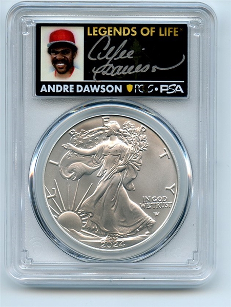 2024 $1 American Silver Eagle 1oz PCGS MS70 FDOI Legends of Life Andre Dawson