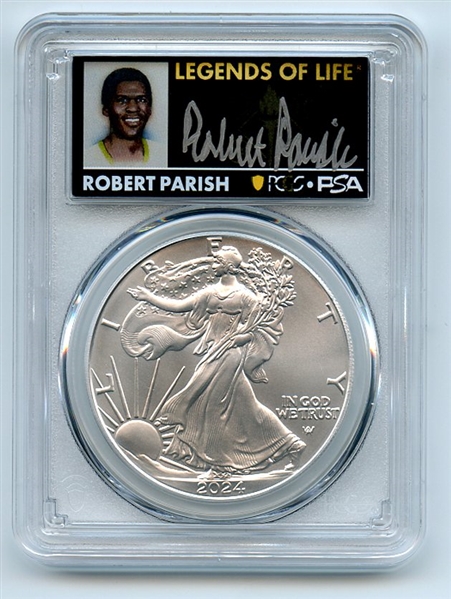 2024 $1 American Silver Eagle 1oz PCGS MS70 FDOI Legends of Life Robert Parish