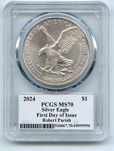 2024 $1 American Silver Eagle 1oz PCGS MS70 FDOI Legends of Life Robert Parish