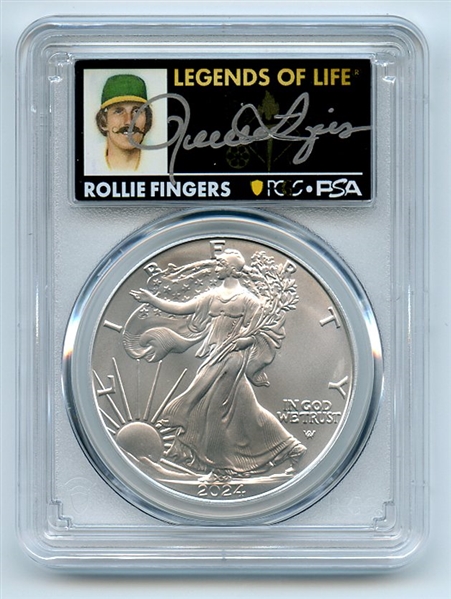 2024 $1 American Silver Eagle 1oz PCGS MS70 FS Legends of Life Rollie Fingers