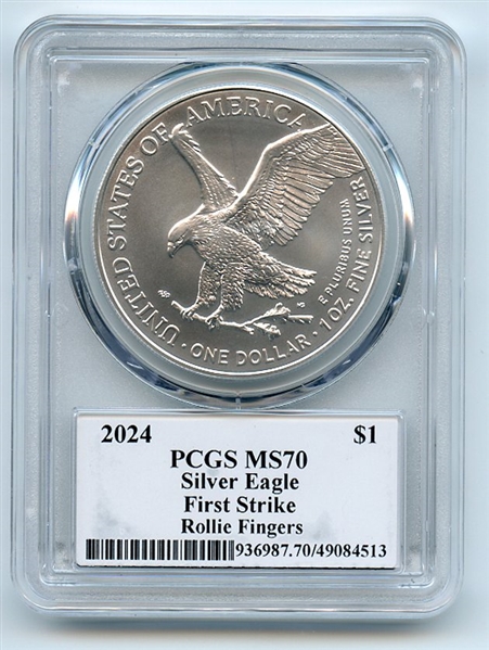 2024 $1 American Silver Eagle 1oz PCGS MS70 FS Legends of Life Rollie Fingers