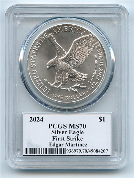 2024 $1 American Silver Eagle 1oz PCGS MS70 FS Legends of Life Edgar Martinez