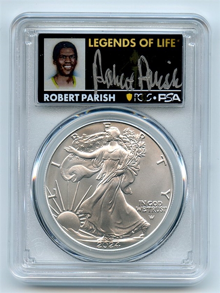 2024 $1 American Silver Eagle 1oz PCGS MS70 FS Legends of Life Robert Parish