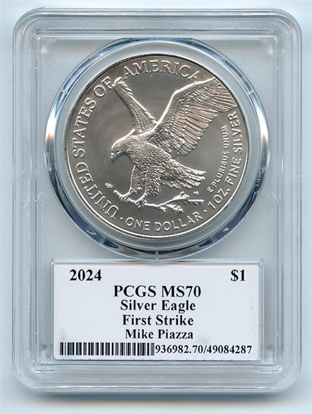 2024 $1 American Silver Eagle 1oz PCGS MS70 FS Legends of Life Mike Piazza