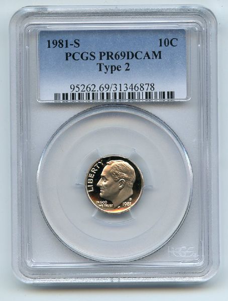 1981 S 10C Type 2 T2 Roosevelt Dime Proof PCGS PR69DCAM