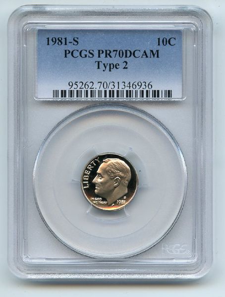 1981 S 10C Type 2 T2 Roosevelt Dime Proof PCGS PR70DCAM