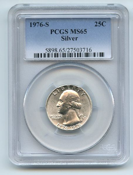 1976 S 25C Silver Washington Quarter PCGS MS65