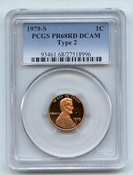 1979 S 1C T2 Type 2 Lincoln Cent Proof PCGS PR68DCAM