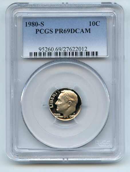 1980 S 10C Roosevelt Dime Proof PCGS PR69DCAM