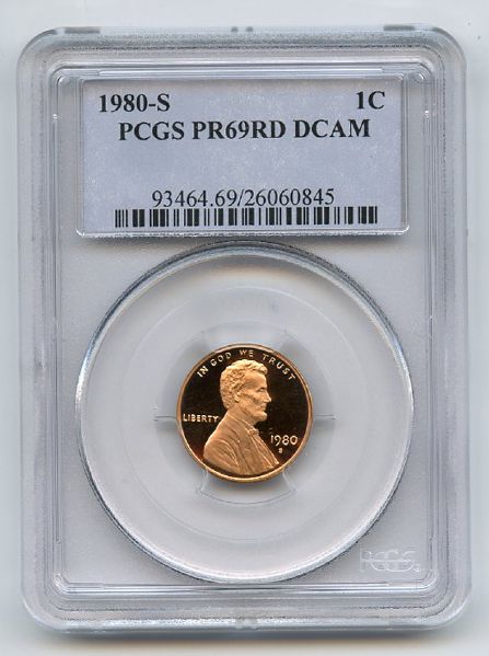 1980 S 1C Lincoln Cent Proof PCGS PR69DCAM