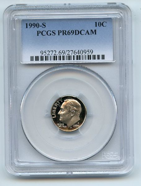 1990 S 10C Roosevelt Dime Proof PCGS PR69DCAM