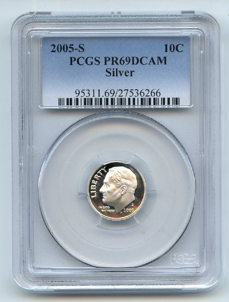 2005 S 10C Silver Roosevelt Dime PCGS PR69DCAM