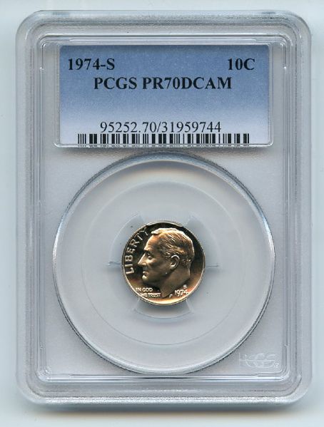 1974 S 10C Roosevelt Dime Proof PCGS PR70DCAM