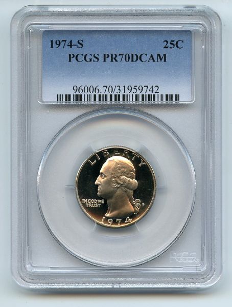 1974 S 25C Washington Quarter Proof PCGS PR70DCAM