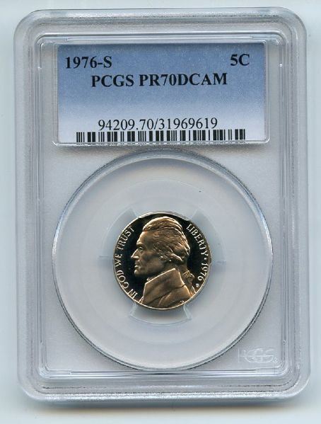 1976 S 5C Jefferson Nickel Proof PCGS PR70DCAM