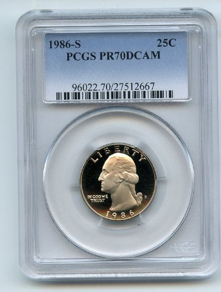 1986 S 25C Washington Quarter Proof PCGS PR70DCAM