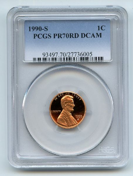 1990 S 1C Lincoln Cent Proof PCGS PR70DCAM