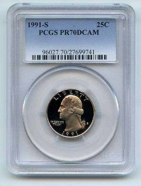 1991 S 25C Washington Quarter Proof PCGS PR70DCAM