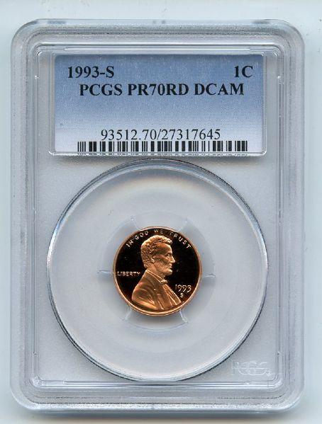 1993 S 1C Lincoln Cent Proof PCGS PR70DCAM