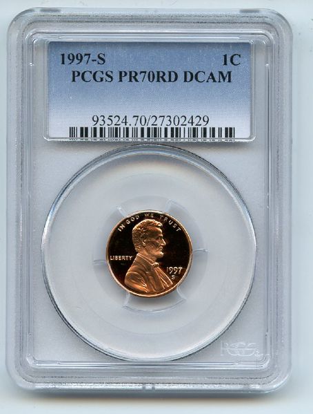 1997 S 1C Lincoln Cent Proof PCGS PR70DCAM