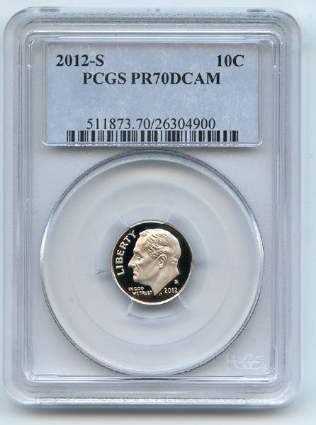 2012 S 10C Clad Roosevelt Dime PCGS PR70DCAM