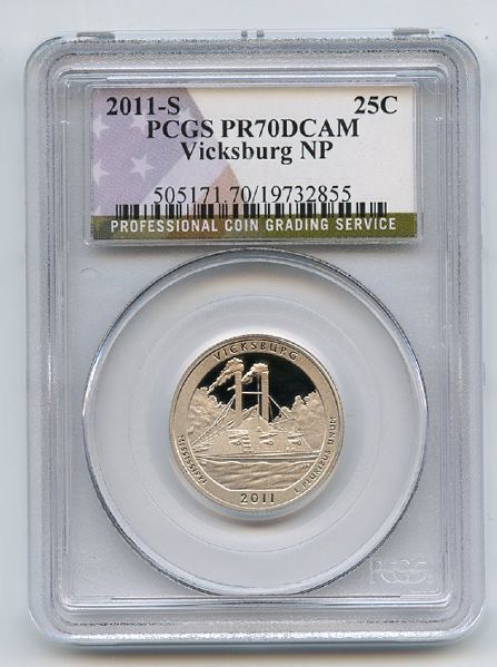 2011 S 25C Clad Vicksburg Quarter PCGS PR70DCAM