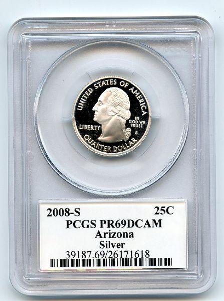 2008 S 25C Silver Arizona Quarter PCGS PR69DCAM