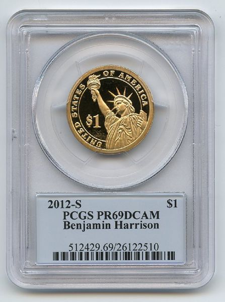 2012 S $1 Benjamin Harrison Dollar PCGS PR69DCAM
