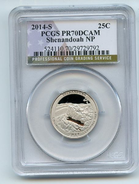 2014 S 25C Clad Shenandoah Quarter PCGS PR70DCAM