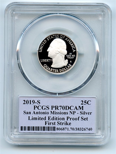 2019 S 25C Silver San Antonio Quarter Limited Ed PCGS PR70DCAM Cleveland Native