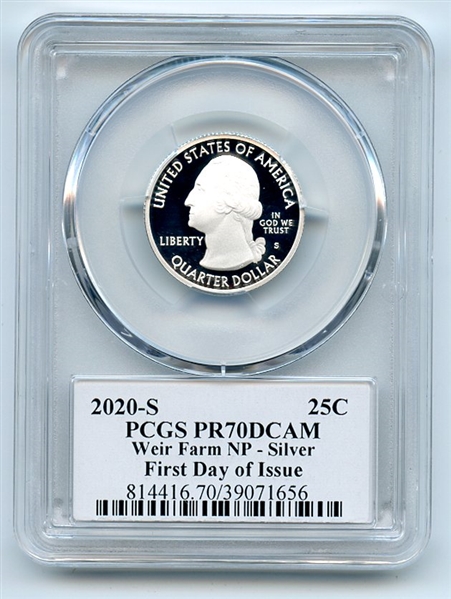 2020 S 25C Silver Weir Farm Quarter PCGS PR70DCAM FDOI Leonard Buckley