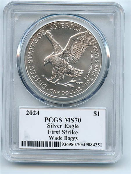 2024 $1 American Silver Eagle 1oz PCGS MS70 FS Legends of Life Wade Boggs
