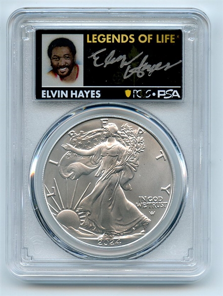 2024 $1 American Silver Eagle 1oz PCGS MS70 FS Legends of Life Elvin Hayes