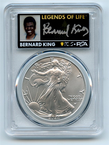 2024 $1 American Silver Eagle 1oz PCGS MS70 FS Legends of Life Bernard King