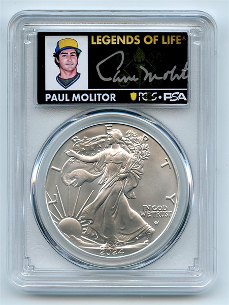 2024 $1 American Silver Eagle 1oz PCGS MS70 FS Legends of Life Paul Molitor