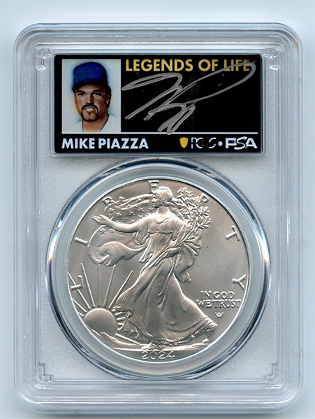 2024 $1 American Silver Eagle 1oz PCGS MS70 FS Legends of Life Mike Piazza