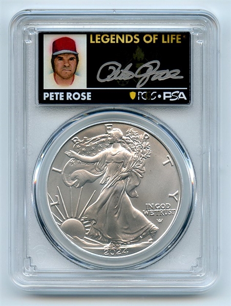 2024 $1 American Silver Eagle 1oz PCGS MS70 FS Legends of Life Pete Rose