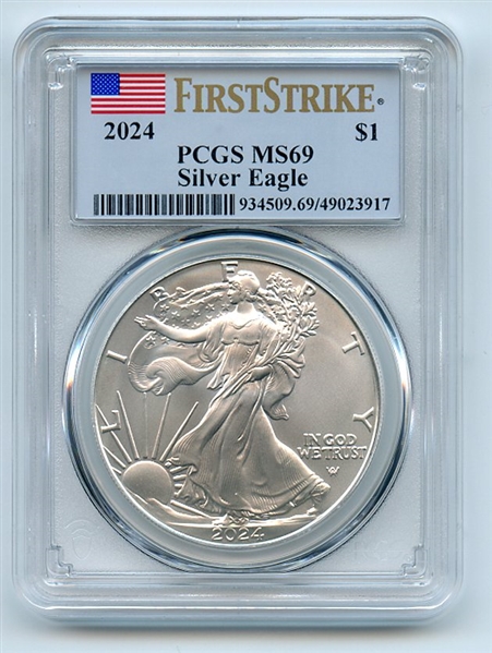 2024 $1 American Silver Eagle Dollar 1oz PCGS MS69 First Strike