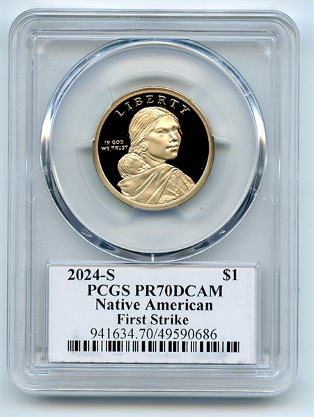 2024 S $1 Sacagawea Dollar PCGS PR70DCAM First Strike Thomas Cleveland Arrows