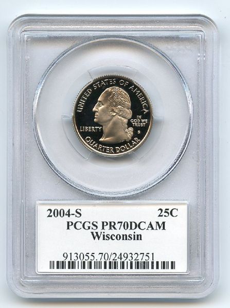 2004 S 25C Clad Wisconsin Quarter PCGS PR70DCAM