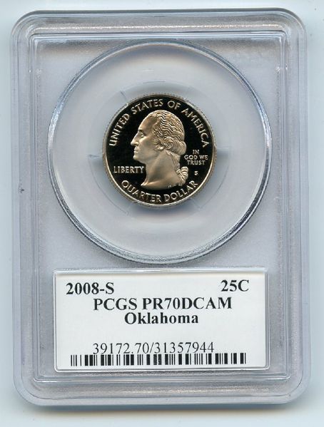 2008 S 25C Clad Oklahoma Quarter PCGS PR70DCAM